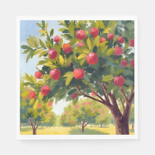 Apple Orchard Autumn Fall Watercolor Art Napkin