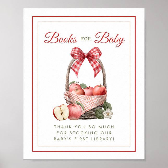 Apple Orchard Books for Baby Shower Sign (Front)