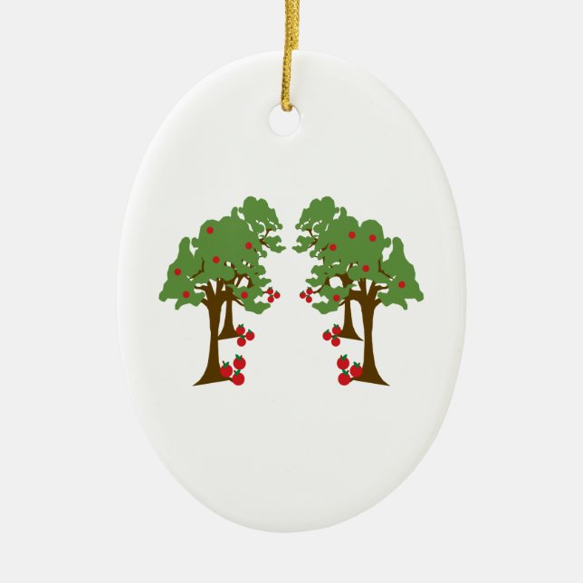Apple Orchard Ceramic Ornament (Front)