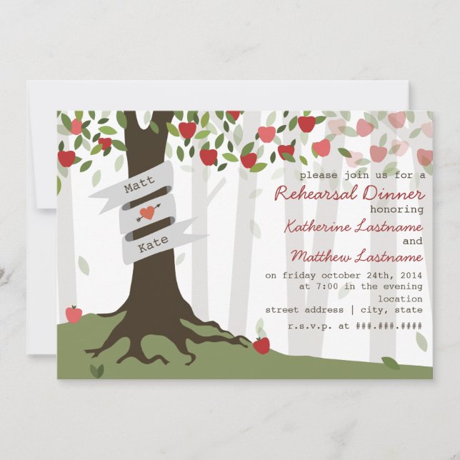 Apple Orchard Fall Autumn Rehearsal Dinner Invite (Front)
