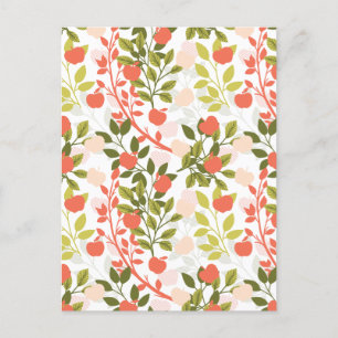 Apple Orchard Floral Garden Pattern Postcard