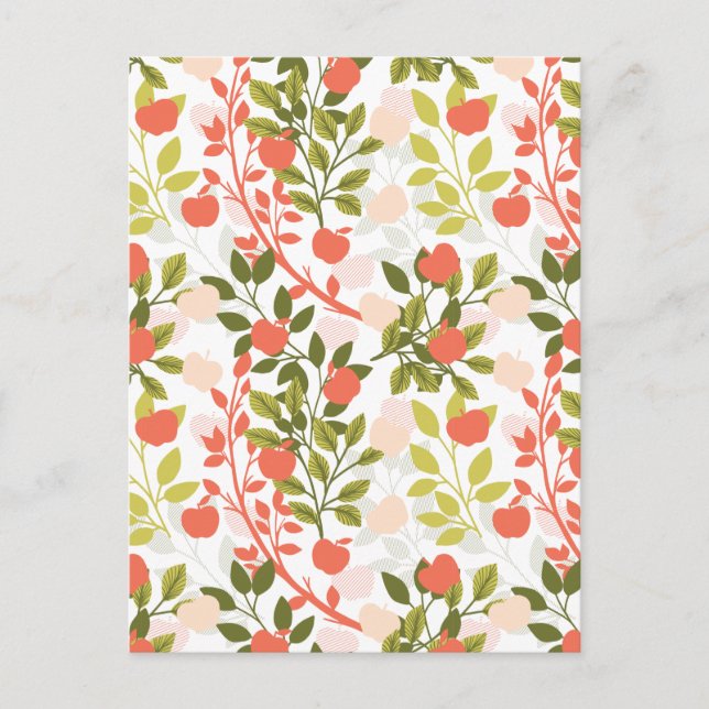 Apple Orchard Floral Garden Pattern Postcard (Front)
