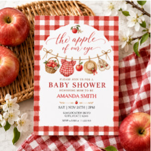 Apple Orchard Red Gingham Baby Shower Invitation