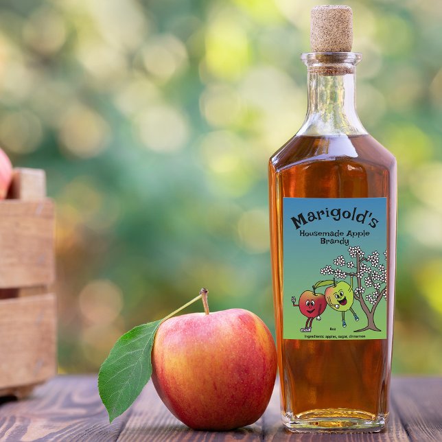 Apple Pals Funny Cartoon Compote Pie and More Food Label (Creator Uploaded)