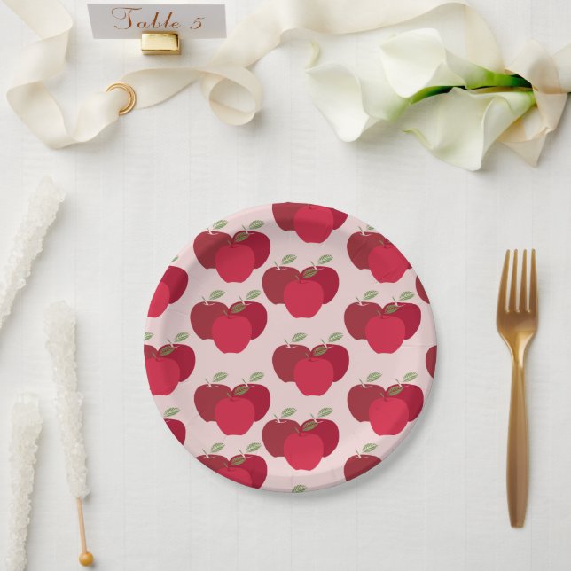 Apple Pattern 7" Round Plate for Parties or Events (Wedding)