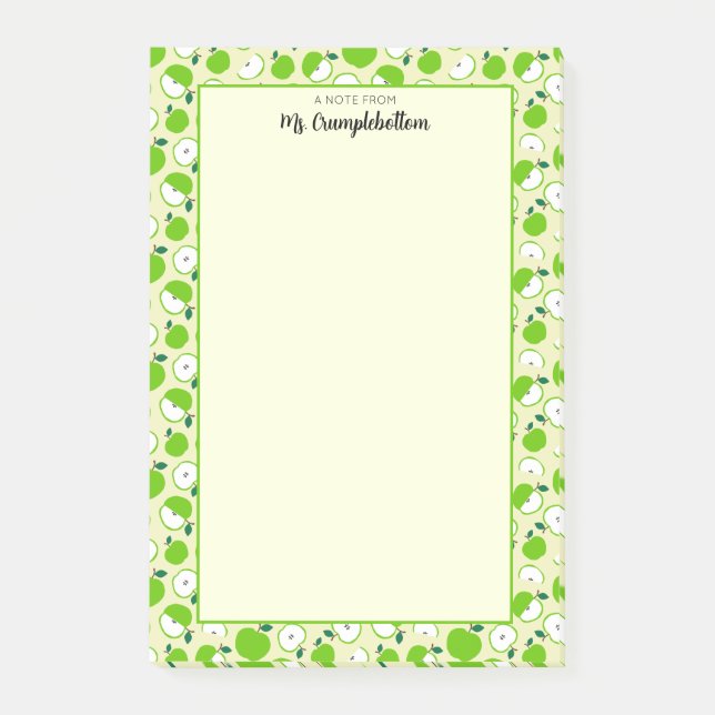 Apple Pattern A Note from Teacher Cute (Front)