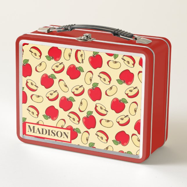 Apple Pattern Metal Lunch Box (Front)