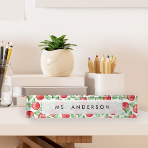 Apple Pattern Personalised Teacher Nameplate