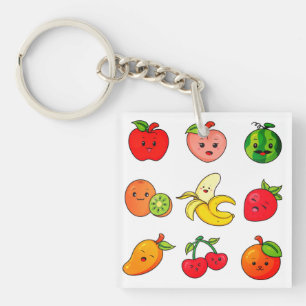 Apple, Peach, Watermelon Key Ring