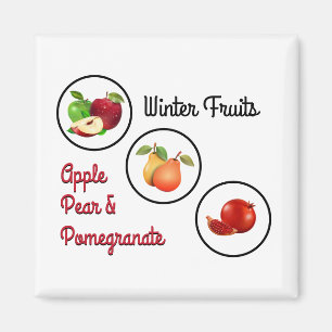 Apple, Pear & Pomegranate Artwork Magnet