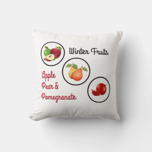 Apple, Pear & Pomegranate Symbols Cushion