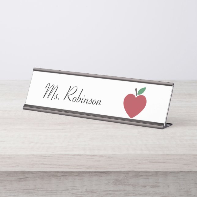 Apple Personalised Teacher  Desk Name Plate (Front)