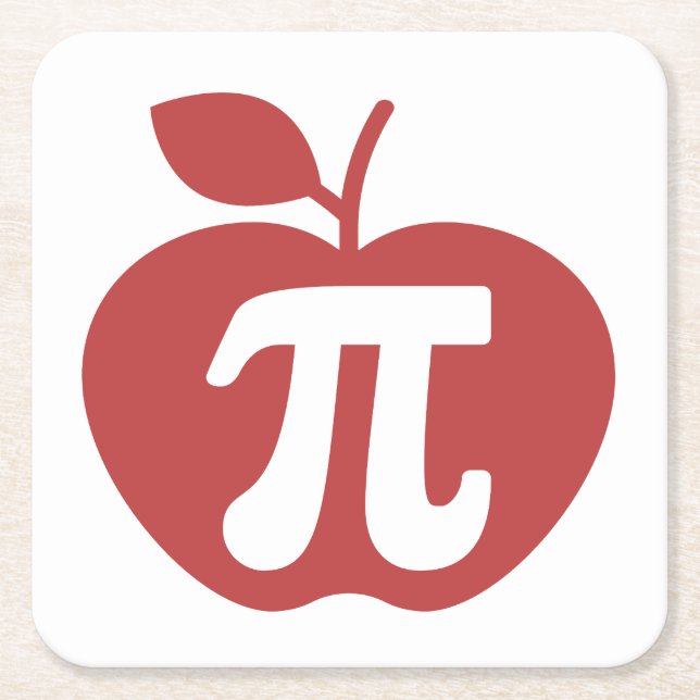 Apple Pi 3.14 Math Pi Day Square Paper Coaster (Front)