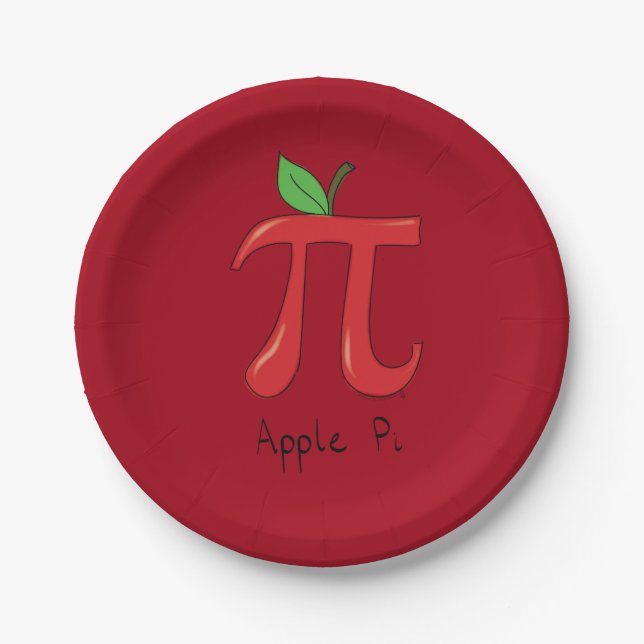 Apple Pi Cute Math Pi Day Party Paper Plates (Front)