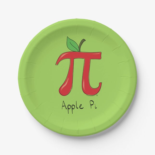 Apple Pi Cute Math Pi Day Party Paper Plates (Front)