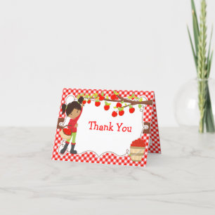 Apple Picking African American Girl Birthday Party Thank You Card
