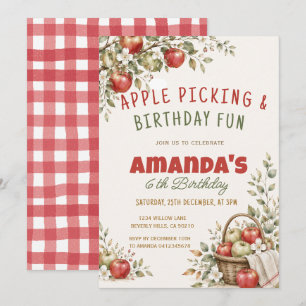 Apple Picking Birthday Party Invitation