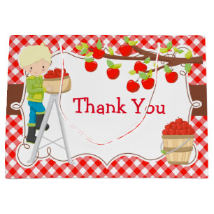 Apple Picking Blonde Boy Birthday Party Large Gift Bag
