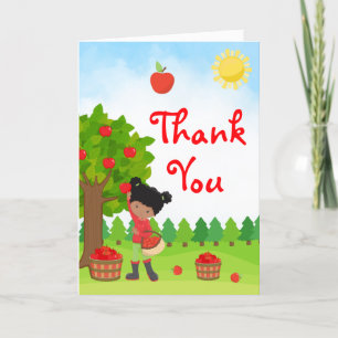 Apple Picking Dark Skin Girl Birthday Thank You Ca