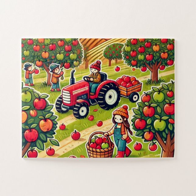 Apple picking on the farm jigsaw puzzle (Horizontal)