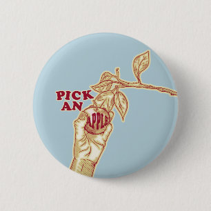 Apple picking orchard harvest 6 cm round badge