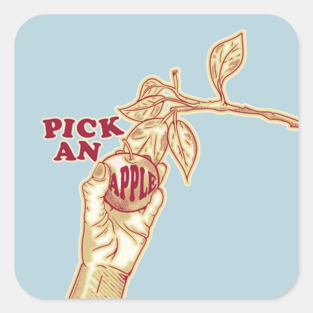 Apple picking orchard harvest square sticker (Front)