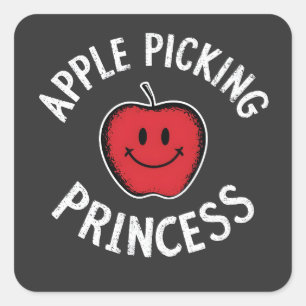  Apple Picking Princess Apple Fruit Day Fall  Square Sticker