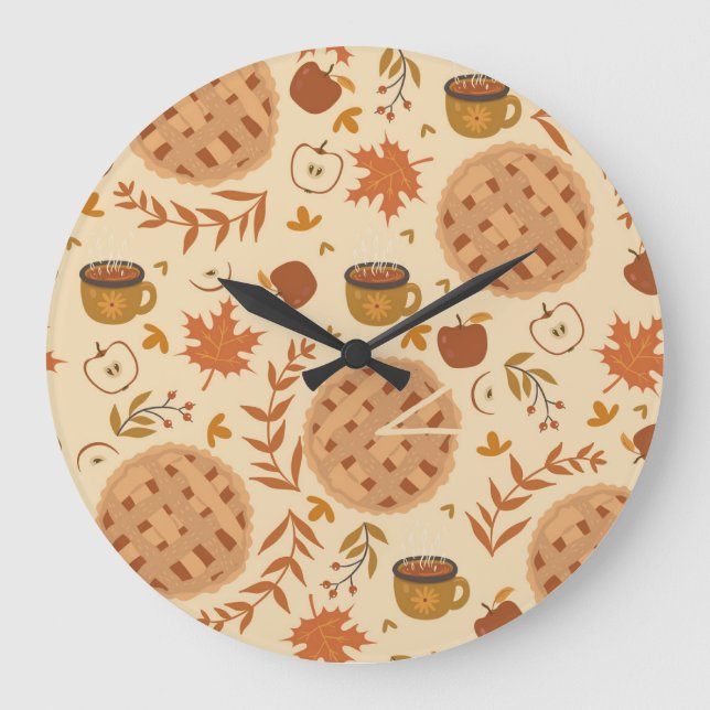 Apple Pie Autumn: Vintage Graphics Large Clock (Front)