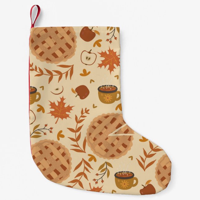 Apple Pie Autumn: Vintage Graphics Small Christmas Stocking (Front)