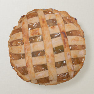 Apple Pie Baked and Raw Round Cushion