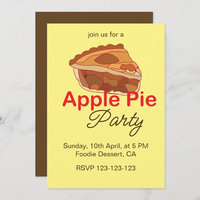 Apple Pie Dessert Party Invitation (Front/Back)