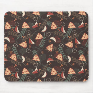 Apple Pie Floral Pattern Black Mouse Pad