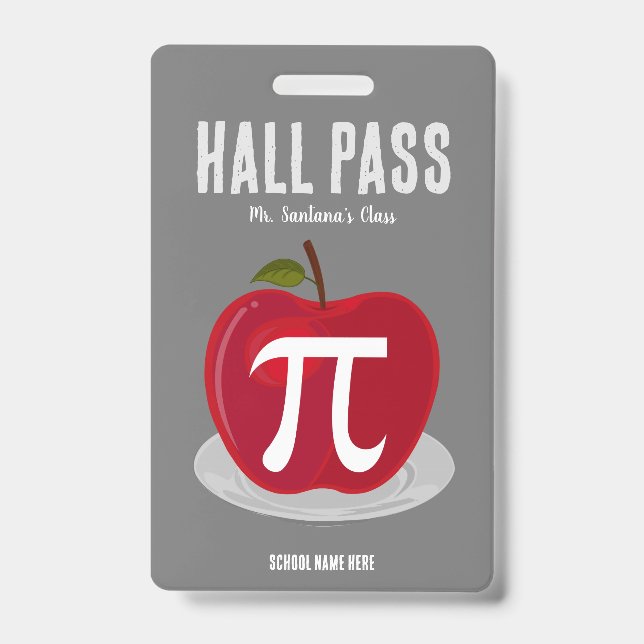 Apple Pie Hall Pass Badge ID Badge (Front)