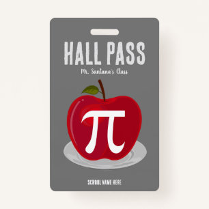 Apple Pie Hall Pass Badge ID Badge