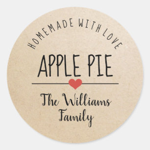 Apple pie kraft paper homemade with love classic round sticker