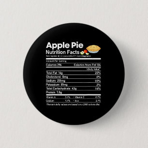Apple Pie Nutrition Facts Fun Thanksgiving Christm 6 Cm Round Badge