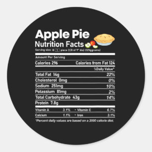 Apple Pie Nutrition Facts Fun Thanksgiving Christm Classic Round Sticker