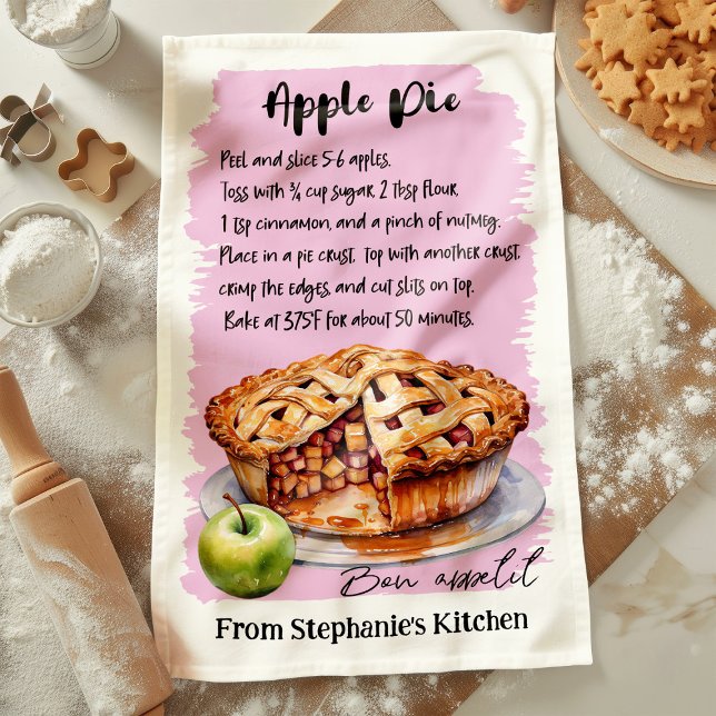 Apple Pie Recipe Personalised Tea Towel (Creator Uploaded)