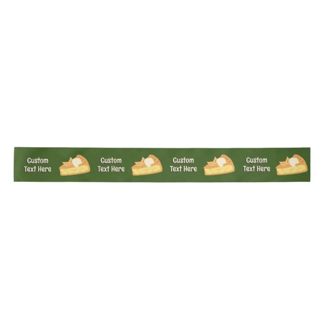 Apple Pie Slices - Your Text - green or any colour Satin Ribbon (Front)