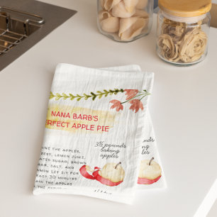 Apple Pie Watercolor Recipe Heirloom Tea Towels
