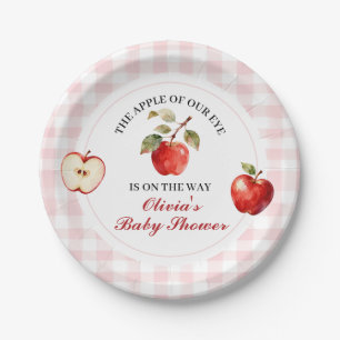 Apple Pink Bow preppy Coquette Baby Shower Paper Plate