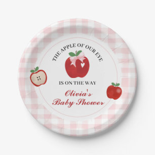 Apple Pink Bow preppy Coquette Baby Shower Paper Plate