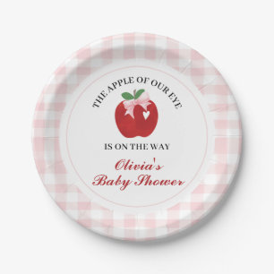 Apple Pink Bow preppy Coquette Baby Shower Paper Plate