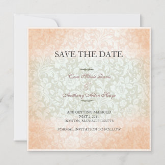 Apple Pink Green victoria damask save the date Invitation