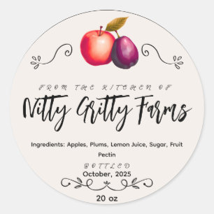 Apple Plum Jam Jelly preserve Custom Canning Label