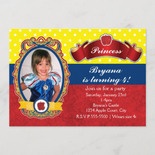 Apple Princess Birthday Party Photo Invitations