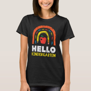 Apple Rainbow Hello Kindergarten First Day Of Teac T-Shirt