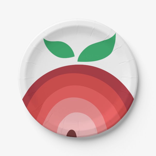 Apple Rainbow, Shades of Red & Pink Paper Plate (Front)