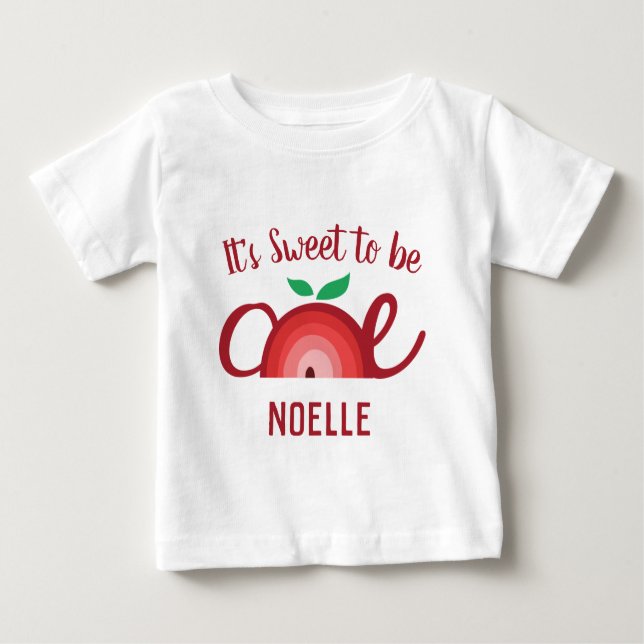 Apple Rainbow, Sweet to be One, 1st Birthday Baby T-Shirt (Front)