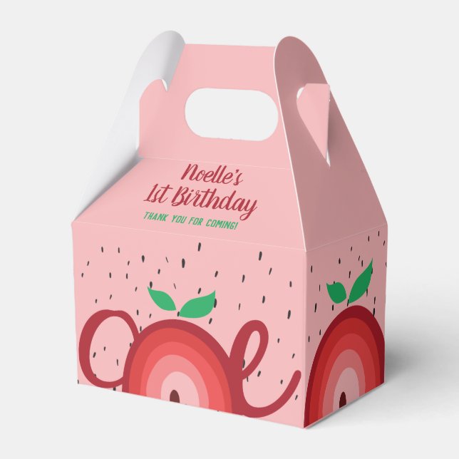 Apple Rainbow, Sweet to be One, 1st Birthday Favour Box (Front Side)